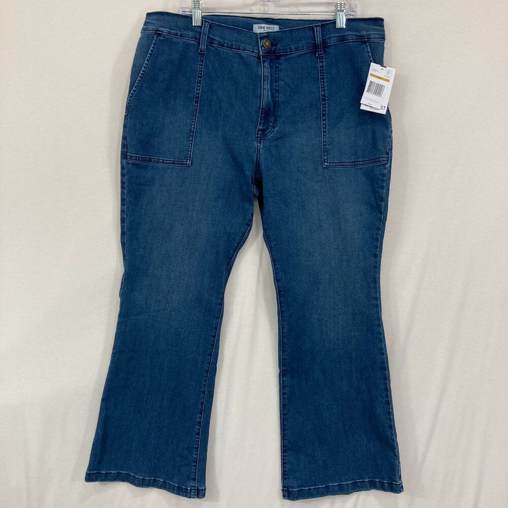 New Nine West Jeans size 16W Bootcut‎ Blue Medium Wash Stretch Comfy High Rise